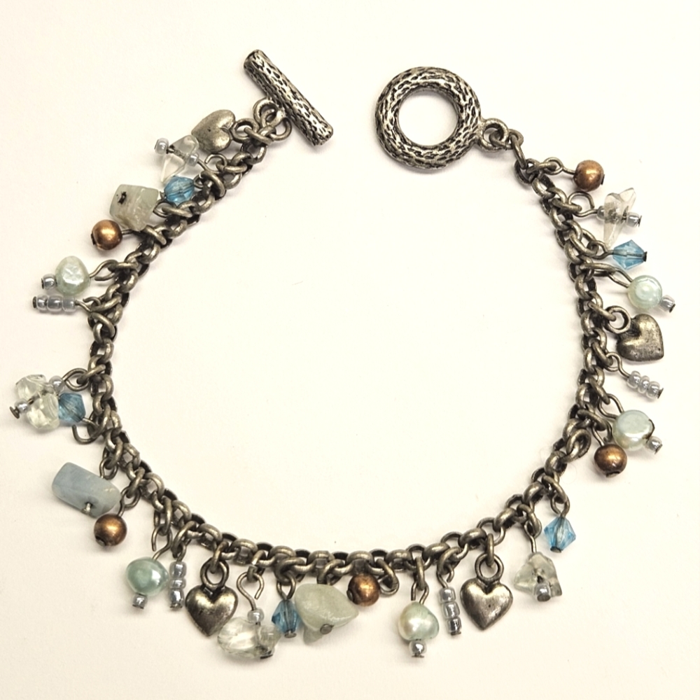Beaded Stone and Beads Charm Bracelet